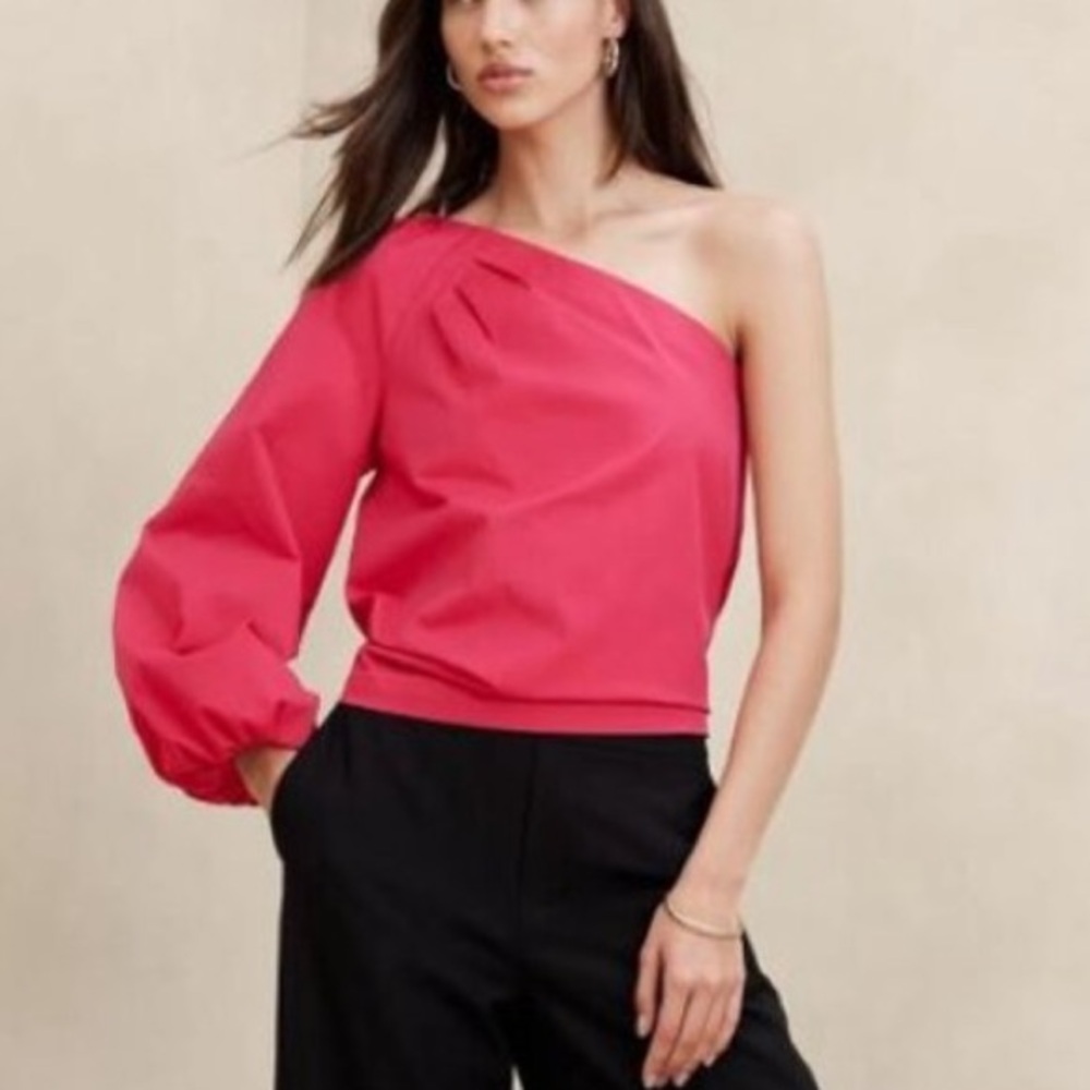NWT Banana Republic Factory Taffeta One-Shoulder Top in Maui Rose Size XS